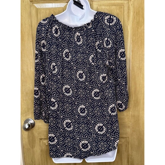 Lucky Brand Geometric Boho Print Blouse Top Size XL Hi Low - Picture 2 of 6